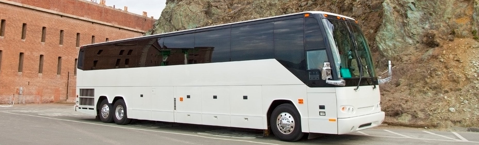 White passenger coach bus for Class-B passenger endorsement training